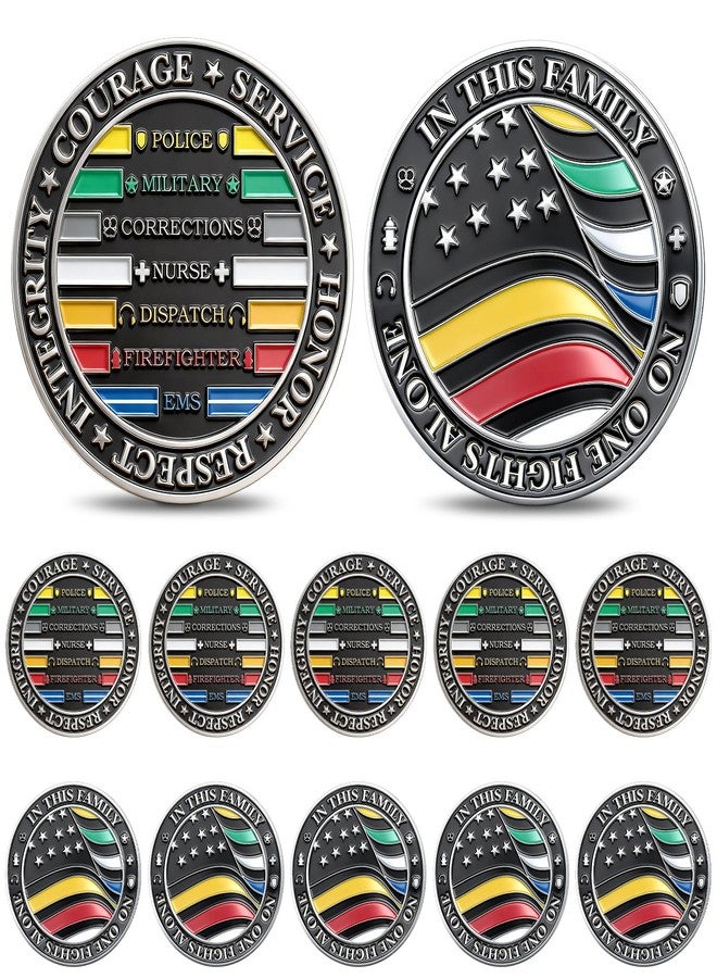 WinnerWhy 10 Pcs No One Fights Alone Challenge Coin First Responder Hero Flag Commemorative Coin Thin All Line Honor Gift for EMS Firefighter Police Military Corrections Nurse Dispatch - Image 1